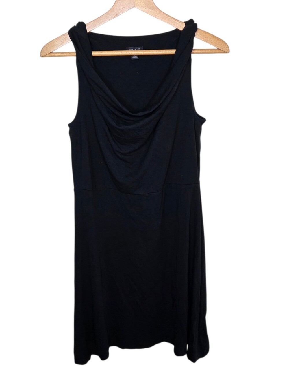 Ann Taylor Black Twisted Strap Draped Neck Sleeveless Dress Size Large